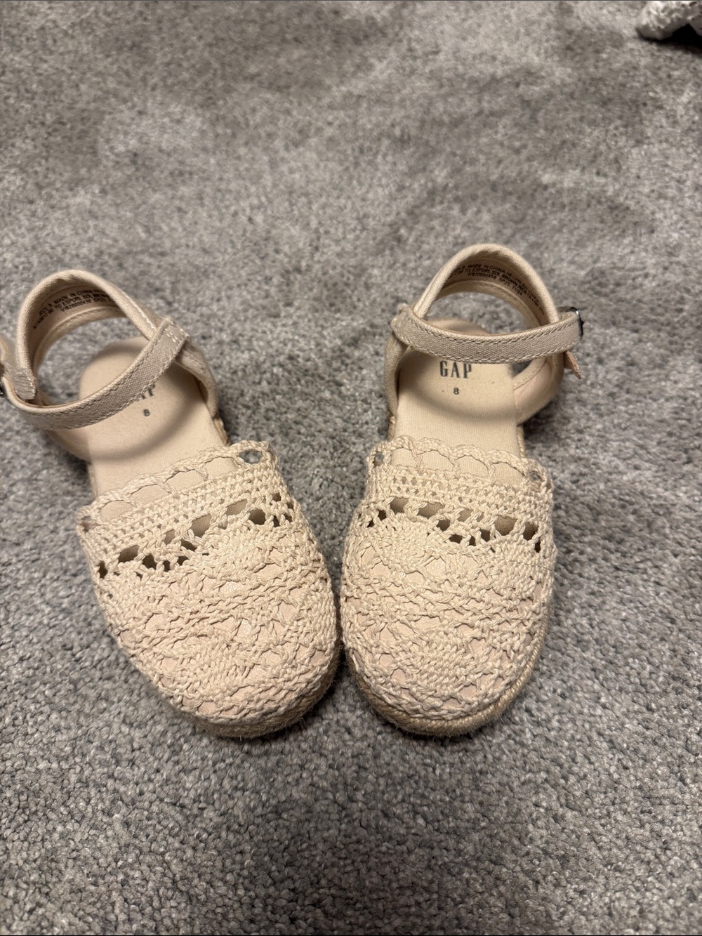 GAP Kids Cream Crochet Ankle-Strap Sandals